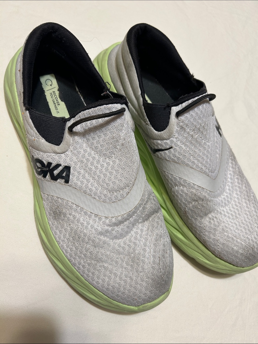 Hoka Men's Slip-On Athletic Shoes - Light Gray and Lime